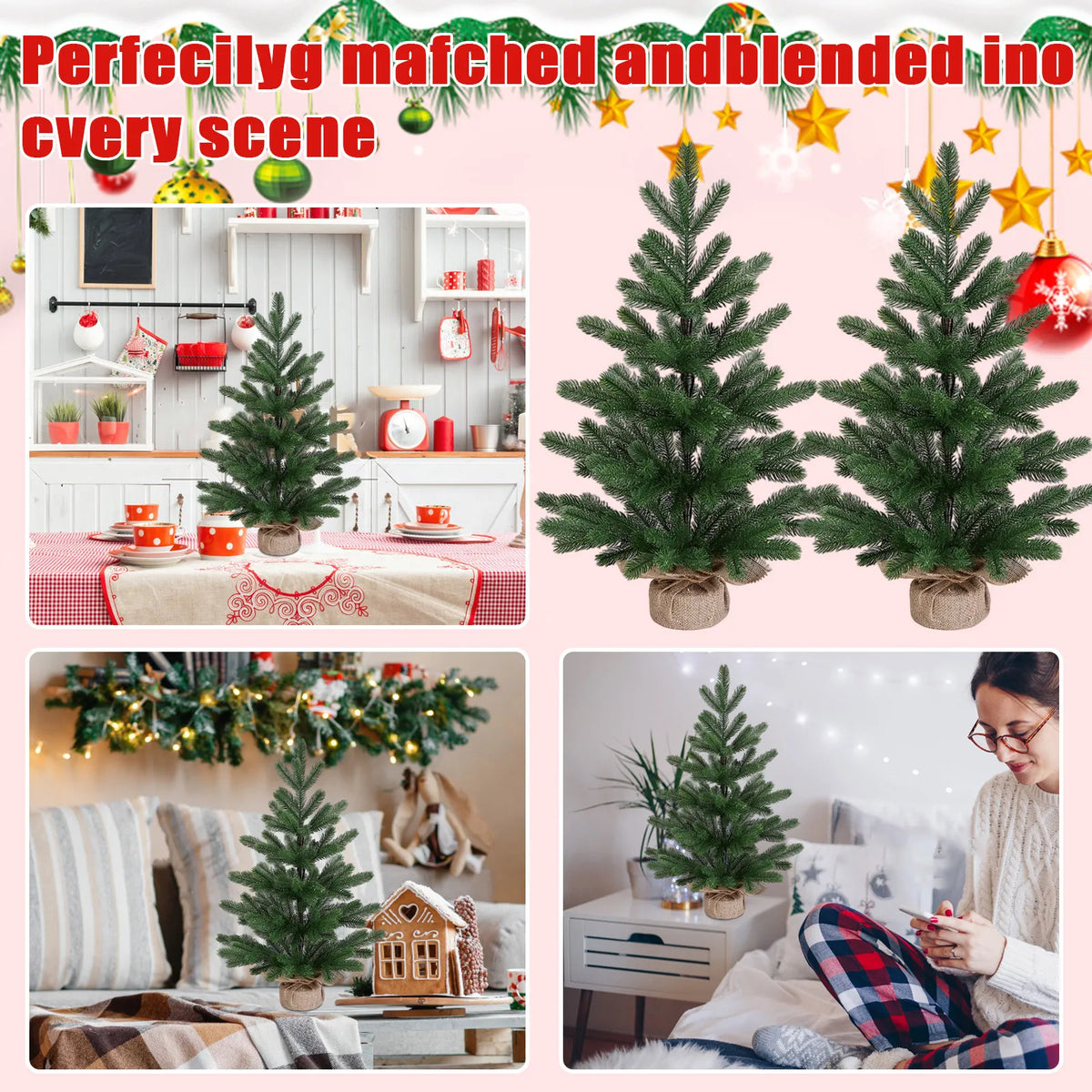 Classic Artificial Christmas Tree Desktop Ornament – Festive Party Decoration Supplies