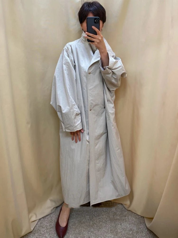 Women's Oversized Batwing Sleeve Trench Coat – Lapel Windbreaker Streetwear