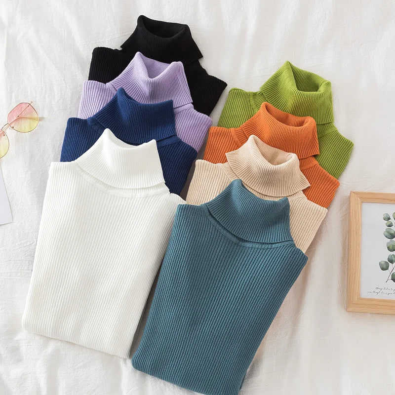Women's Soft Cashmere Turtleneck Sweater – Cozy Knit Winter Pullover