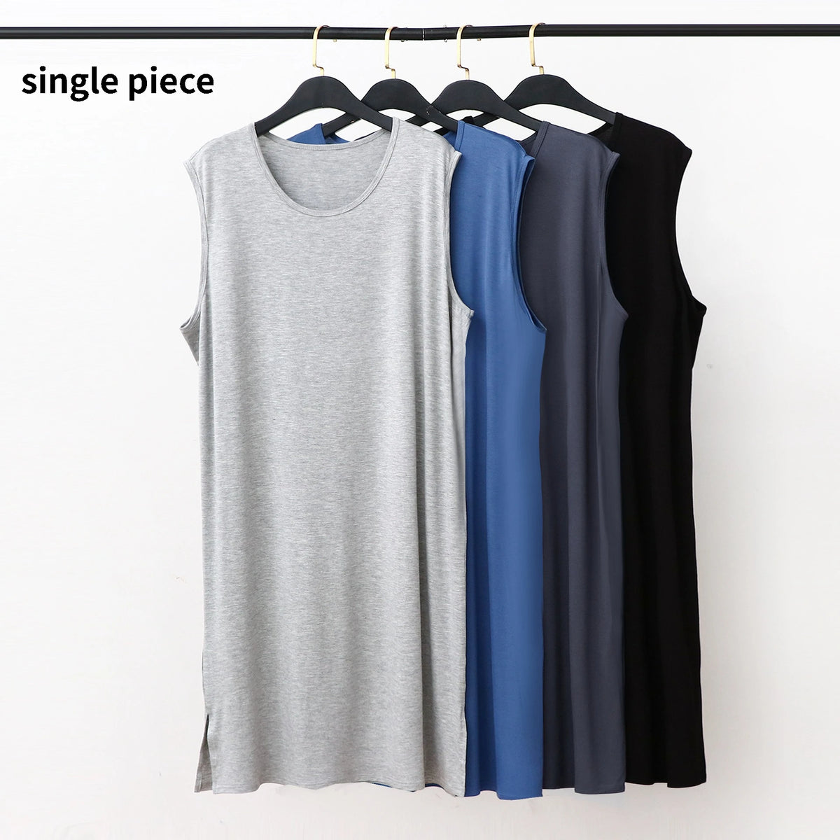 Men's Modal Sleepwear Robe – Soft Long Nightgown Bathrobe for Home Lounging (L–3XL)