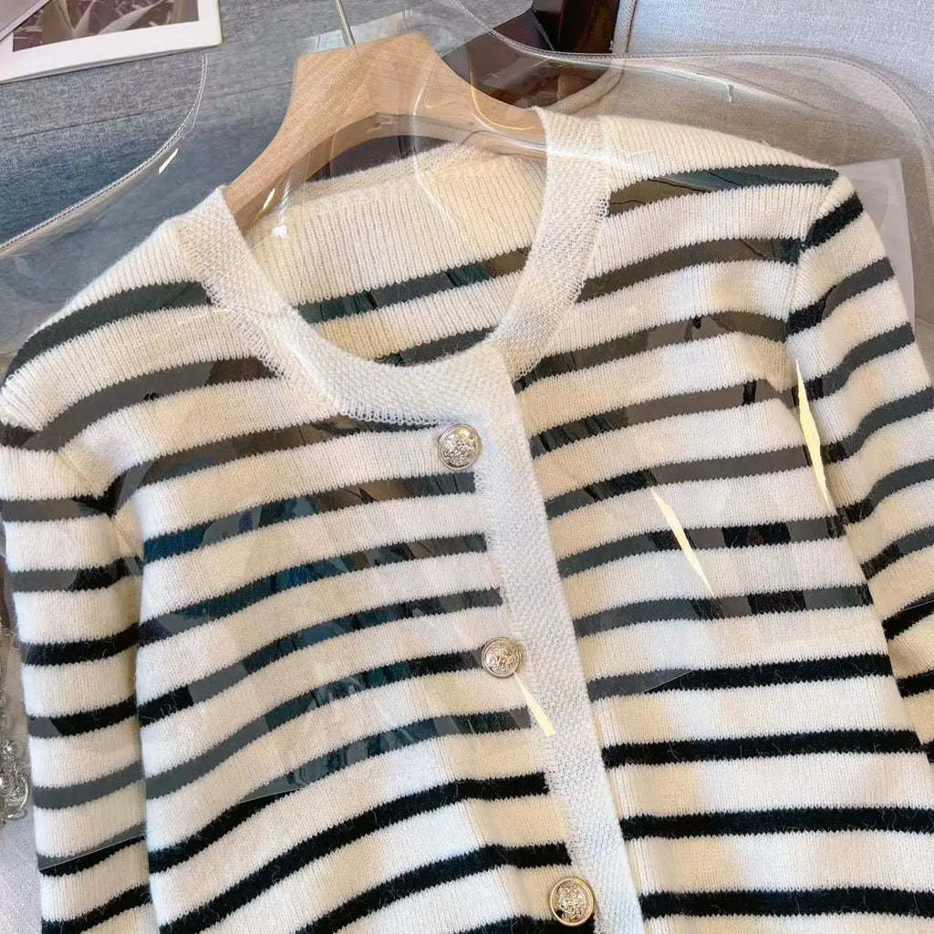 Striped Knitted Cardigan