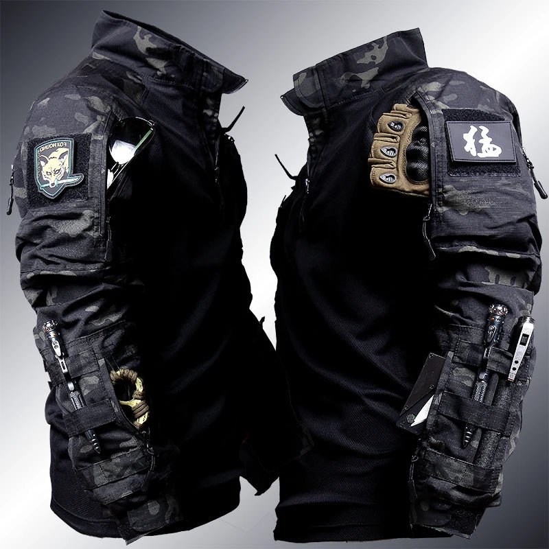 Mens Tactical Workwear Suit-Long Sleeve Shirt & Trousers Outdoor Camping Set