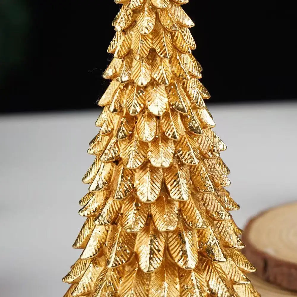 Resin Christmas Tree Figurine – Holiday Table Centerpiece Desk Ornament Home Decor