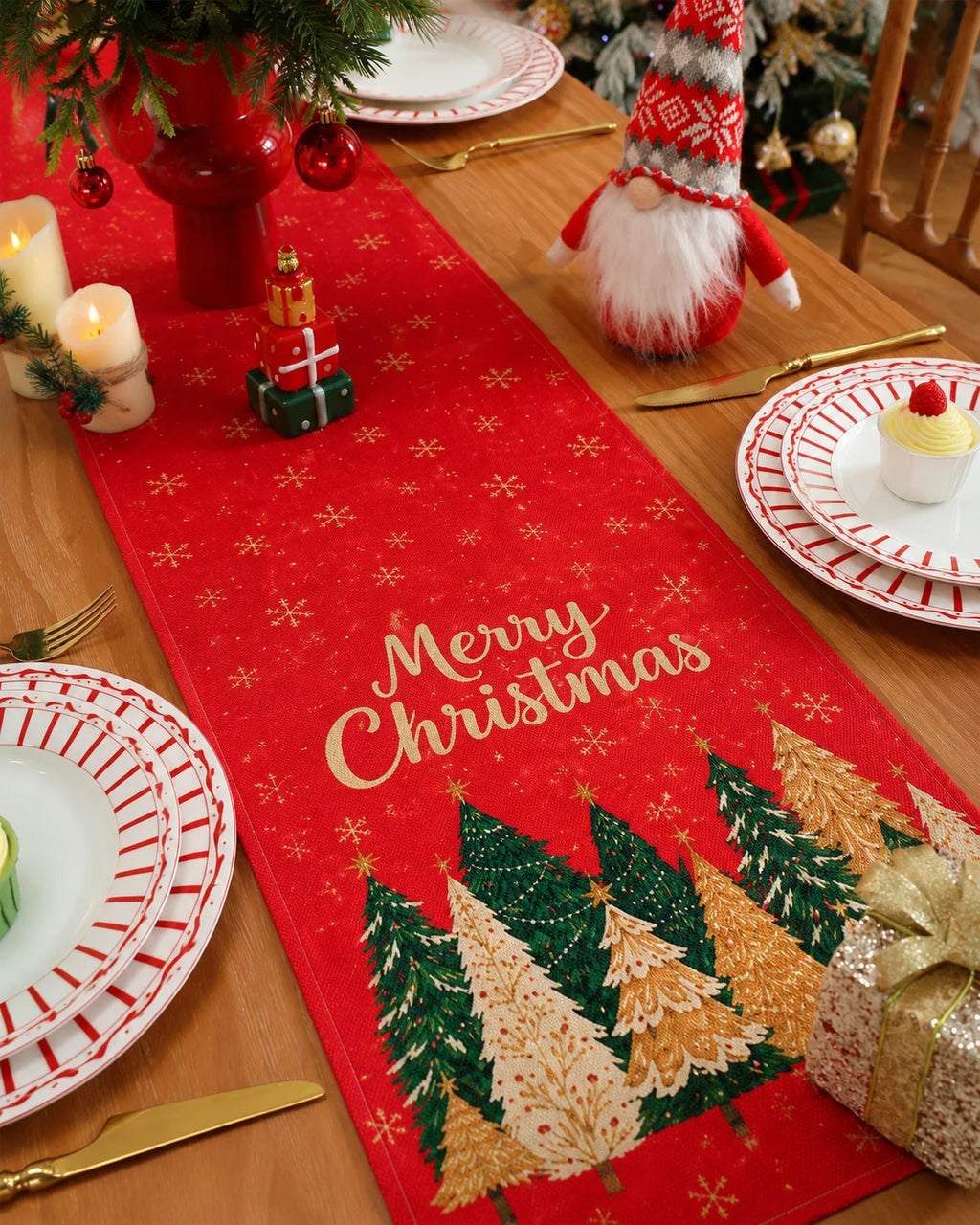 Christmas Tree Table Runner – Festive Winter Holiday Home Decoration