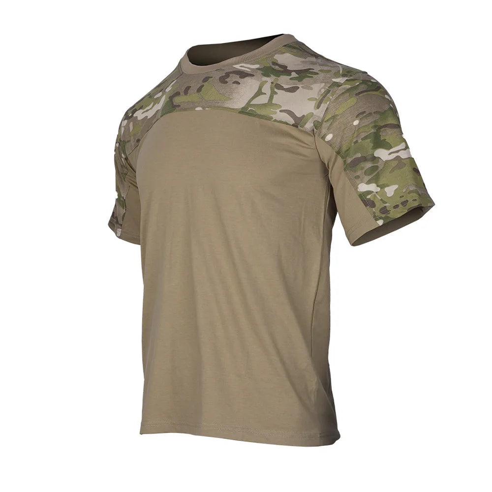Men's Camo Tactical T-Shirt – Breathable Cotton Combat Tee for Hunting & Outdoor Workouts