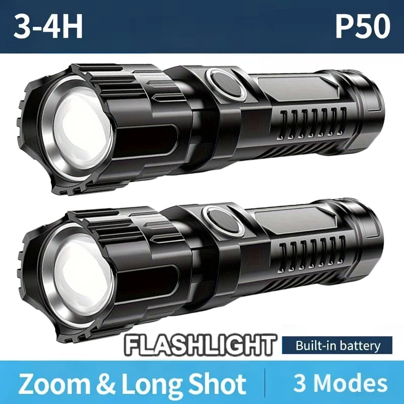 LED Tactical Flashlight USB Rechargeable – Waterproof Zoom Torch | KENZ Outlet