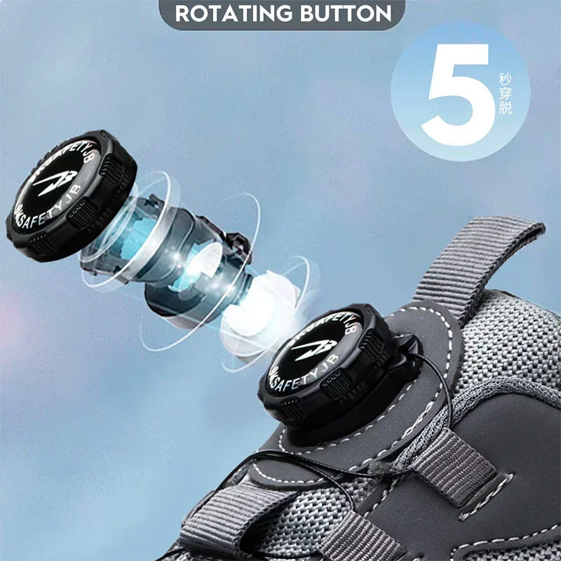 Men's Rotating Button Safety Shoes – Anti-Smash Waterproof Work Boots | KENZ Outlet