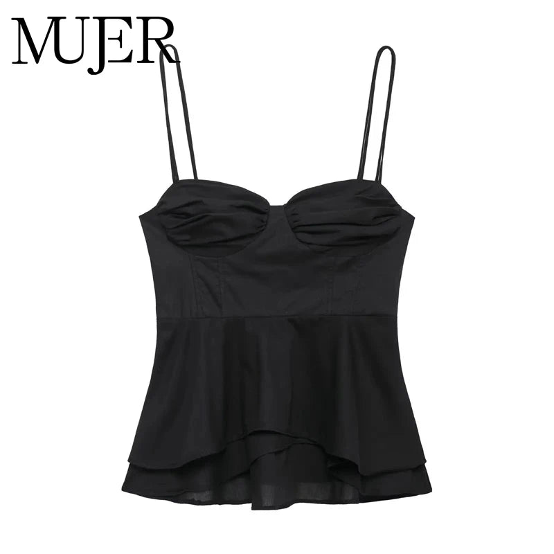 Women's Black Corset Crop Top – Sexy Sleeveless Backless Bustier Camisole