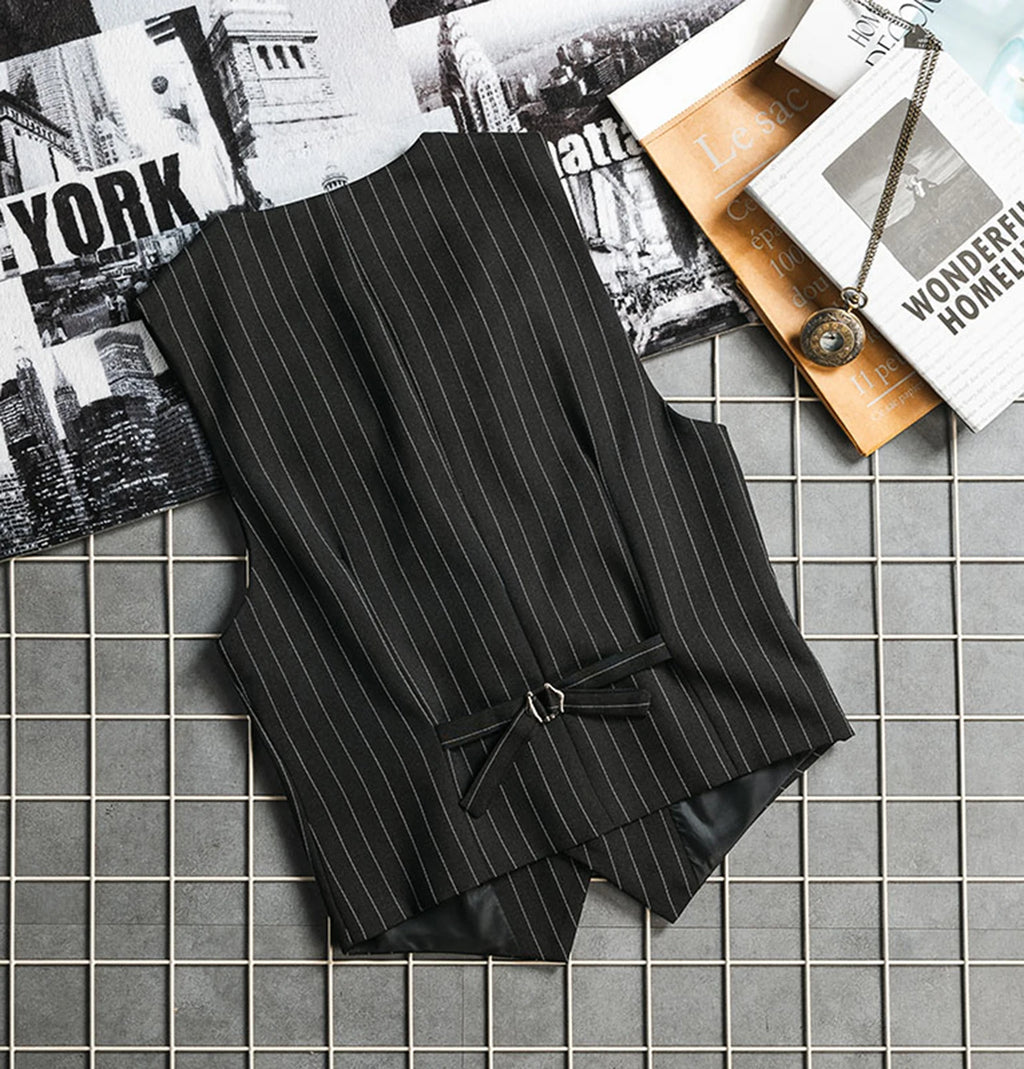 Men's 1920s Gangster Striped Suit Vest – Slim Fit Formal Waistcoat