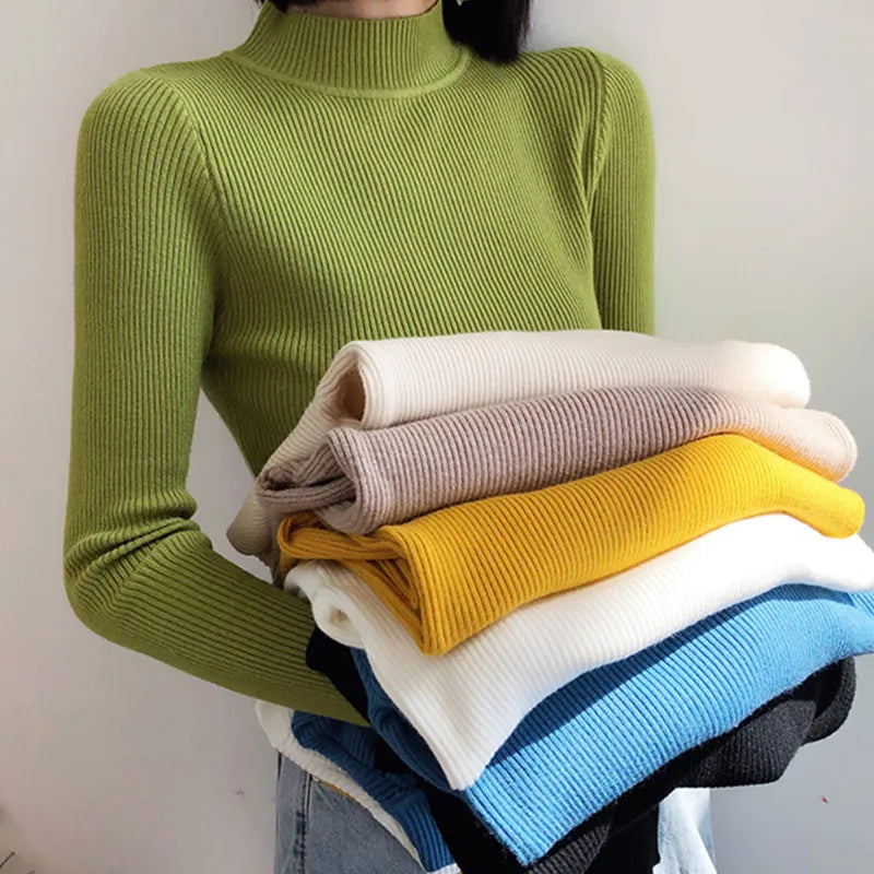 Women's Soft Cashmere Turtleneck Sweater – Cozy Knit Winter Pullover