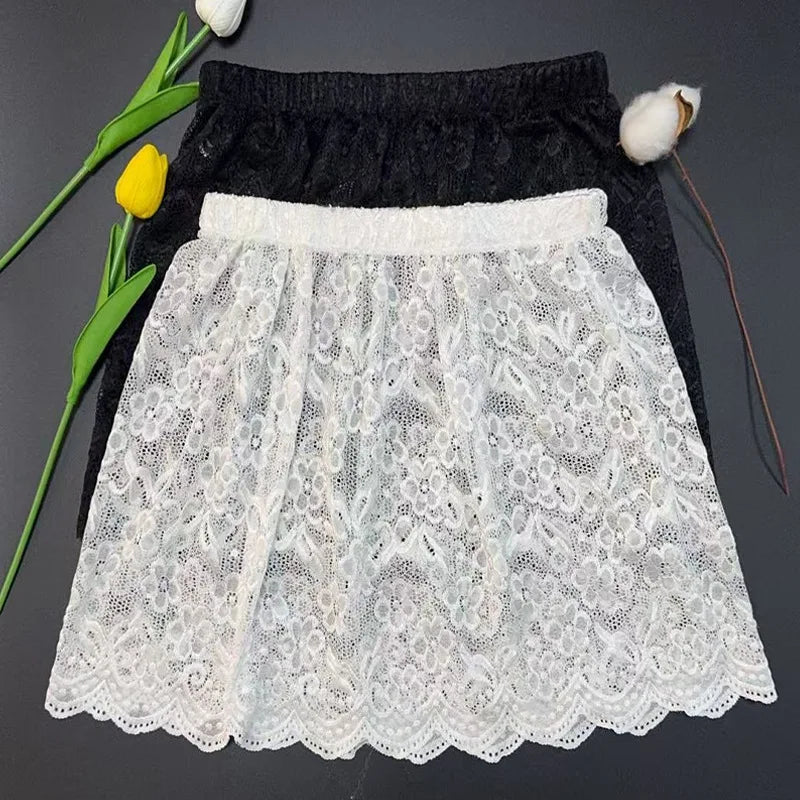 Women's Floral Lace Layered Half Skirt – Mori Girl Style Spring Autumn Skirt