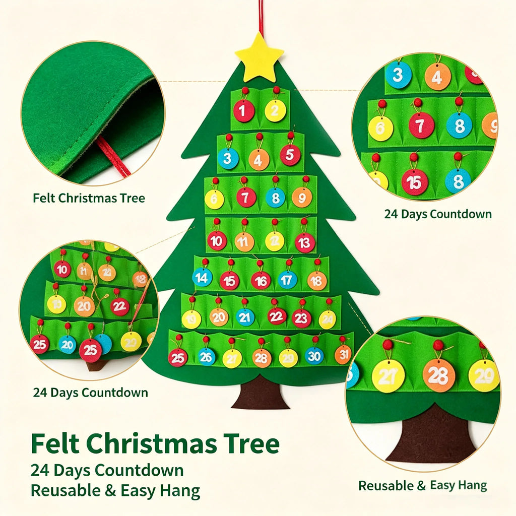 Christmas Tree Countdown Advent Calendar – Reusable DIY Hanging Holiday Decoration
