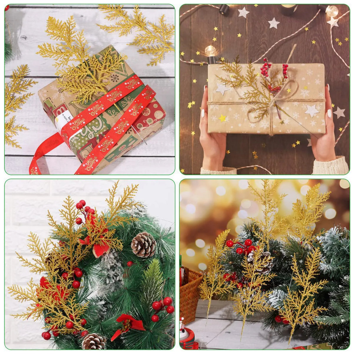 Glitter Berries Artificial Christmas Flower Bouquet – Xmas Tree Home Ornament