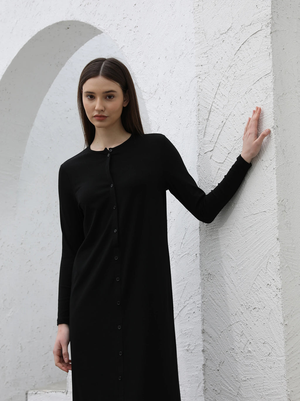 Women's Long Sleeve Ribbed Maxi Dress – Comfortable Elegant Lady Clothing