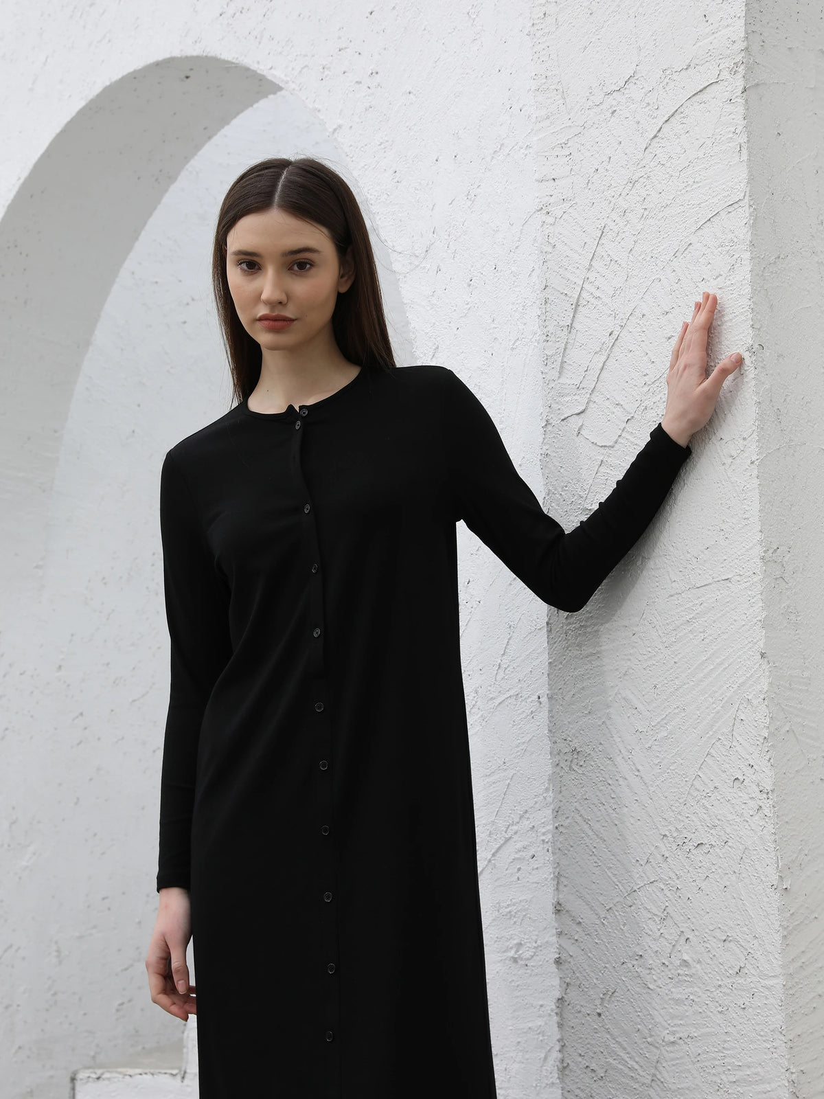 Women's Long Sleeve Ribbed Maxi Dress – Comfortable Elegant Lady Clothing