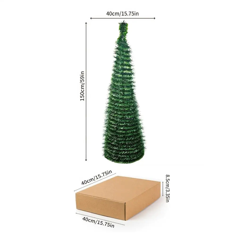 5 Ft Foldable Faux Christmas Tree – Indoor Winter Holiday Season Festival Ornament
