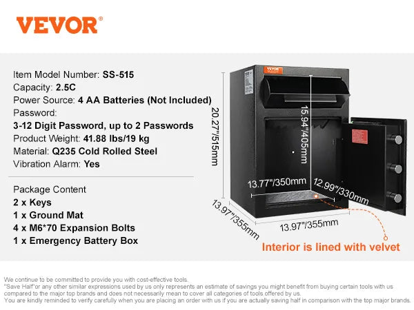 Depository Drop Slot Safe 1.7-2.5 Cu Ft – Electronic Lock & Steel Build | KENZ Outlet