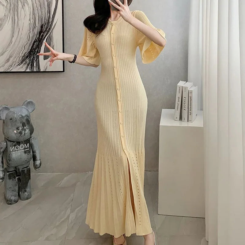 Women's French Elegant Knit Mermaid Dress – Slimming Fishtail Bodycon