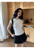 Women's Polka Dot Slim T-Shirt – Korean Vintage Y2K Streetwear Top