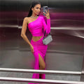 Women's One Shoulder Ruche Maxi Dress – Elegant Party Prom Gown