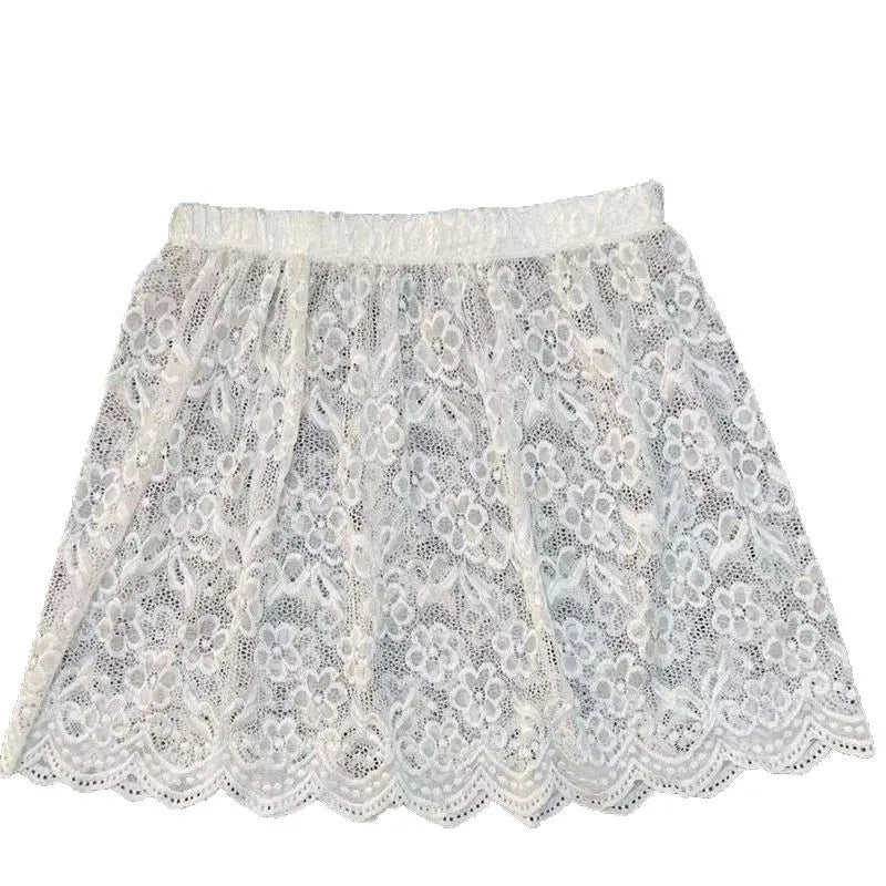 Women's Floral Lace Layered Half Skirt – Mori Girl Style Spring Autumn Skirt