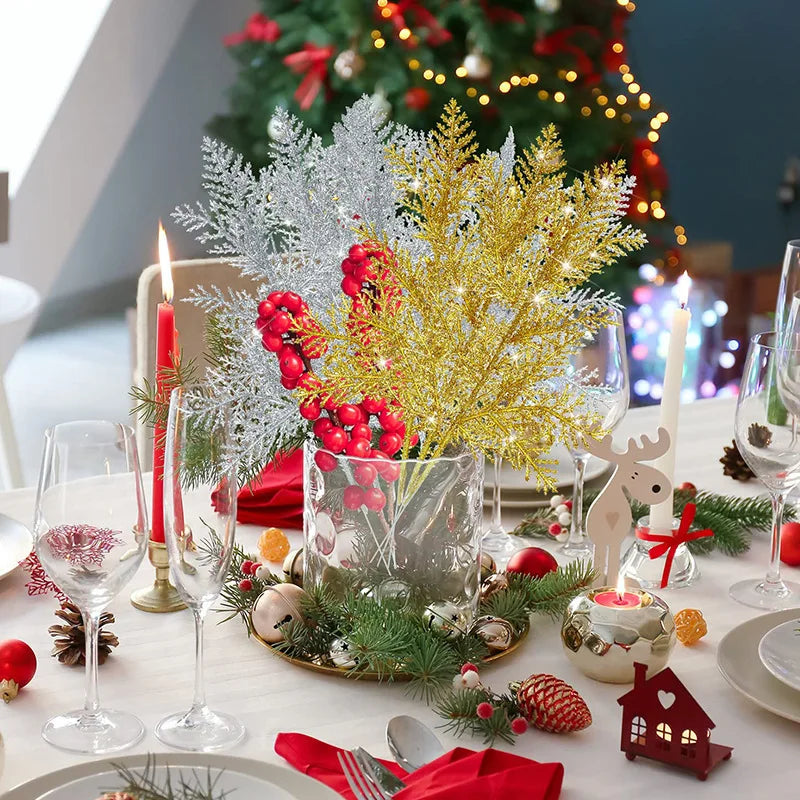 Glitter Berries Artificial Christmas Flower Bouquet – Xmas Tree Home Ornament