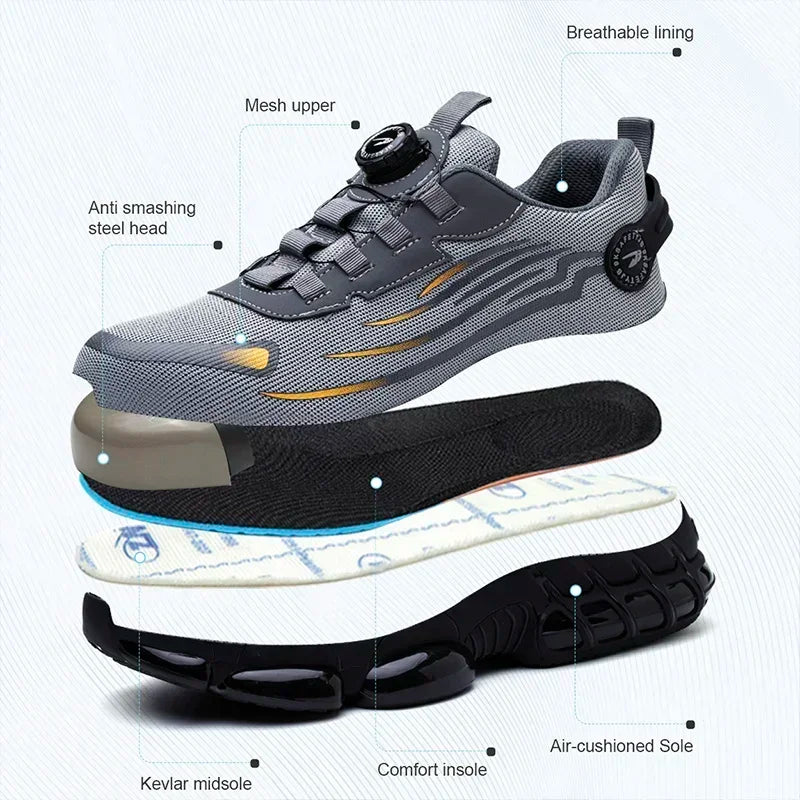 Men's Rotating Button Safety Shoes – Anti-Smash Waterproof Work Boots | KENZ Outlet