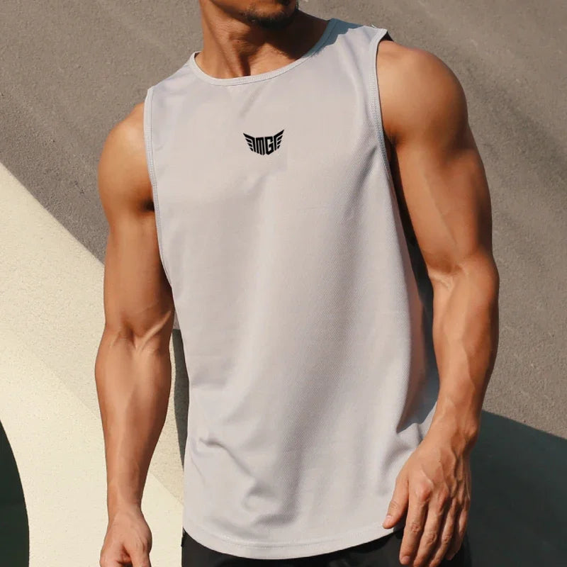 Men's Mesh Gym Tank Top – Bodybuilding Stringer Singlet Sleeveless Shirt for Fitness & Casual Wear (M–XXL)