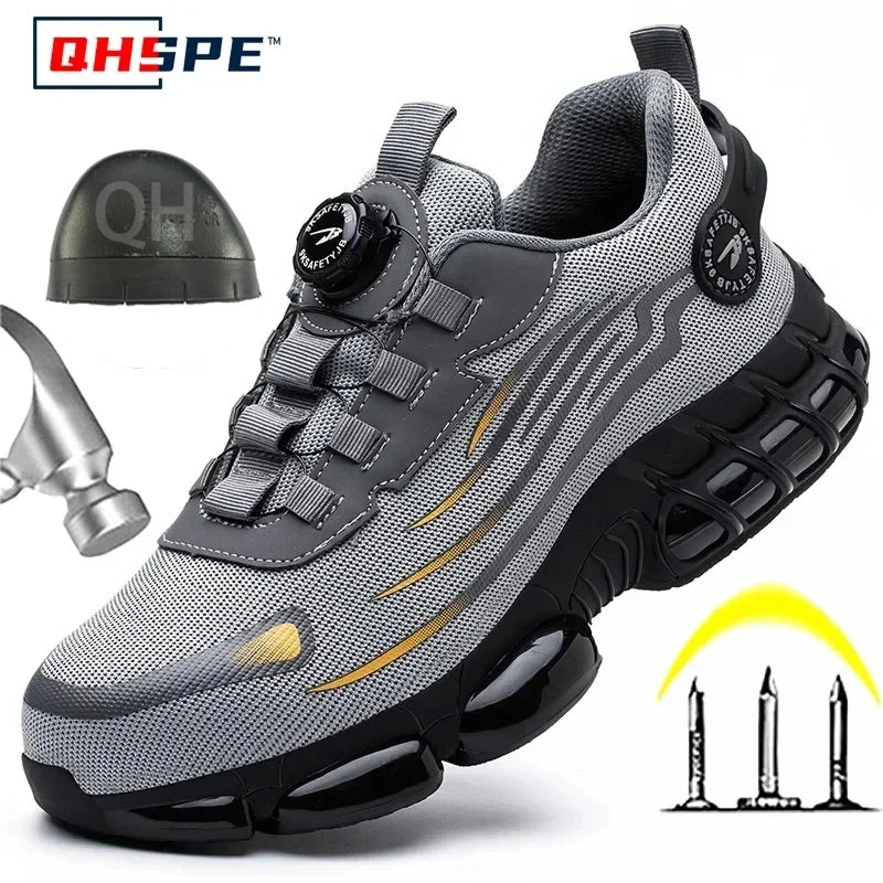 Men's Rotating Button Safety Shoes – Anti-Smash Waterproof Work Boots | KENZ Outlet