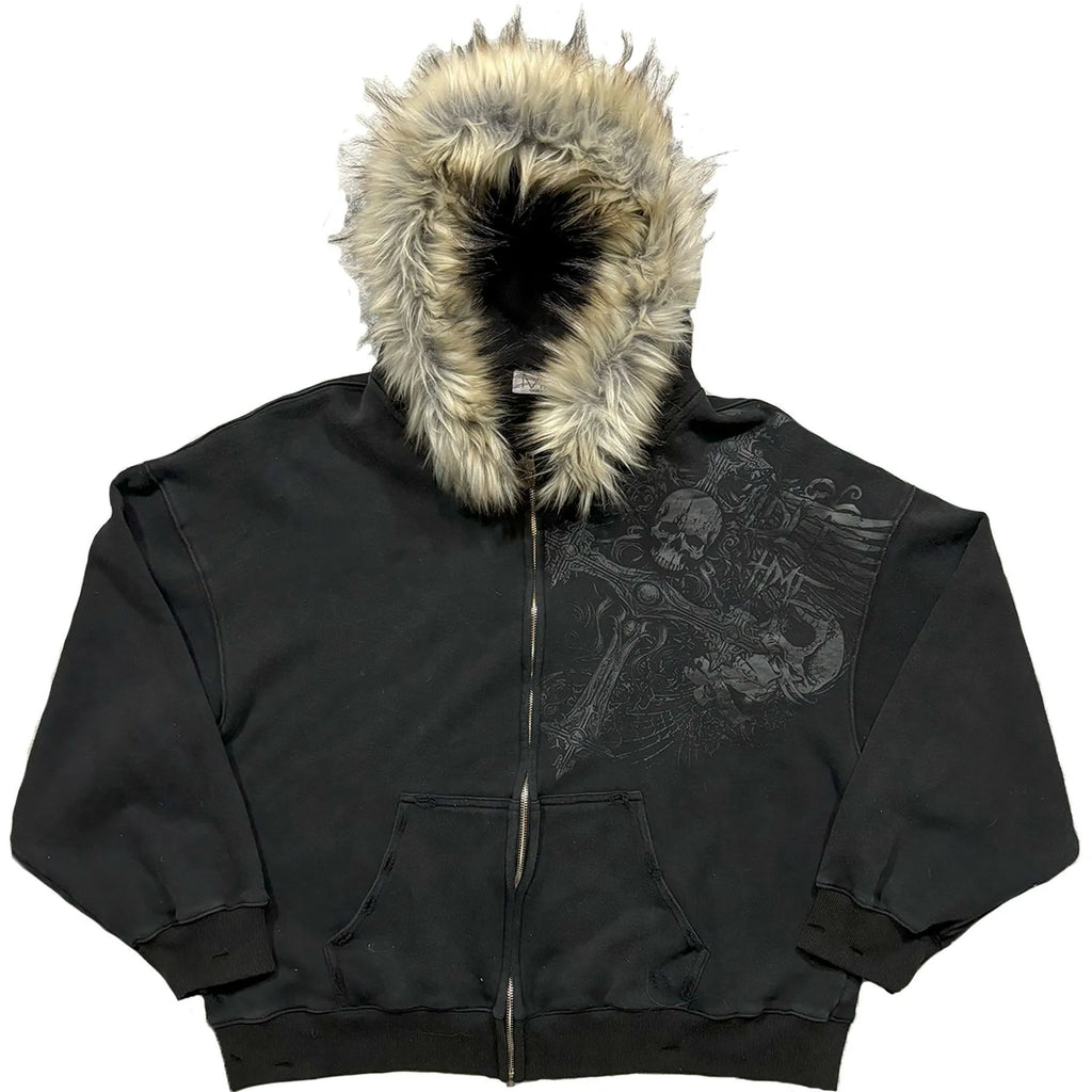 Women's Y2K Faux Fur Hooded Jacket