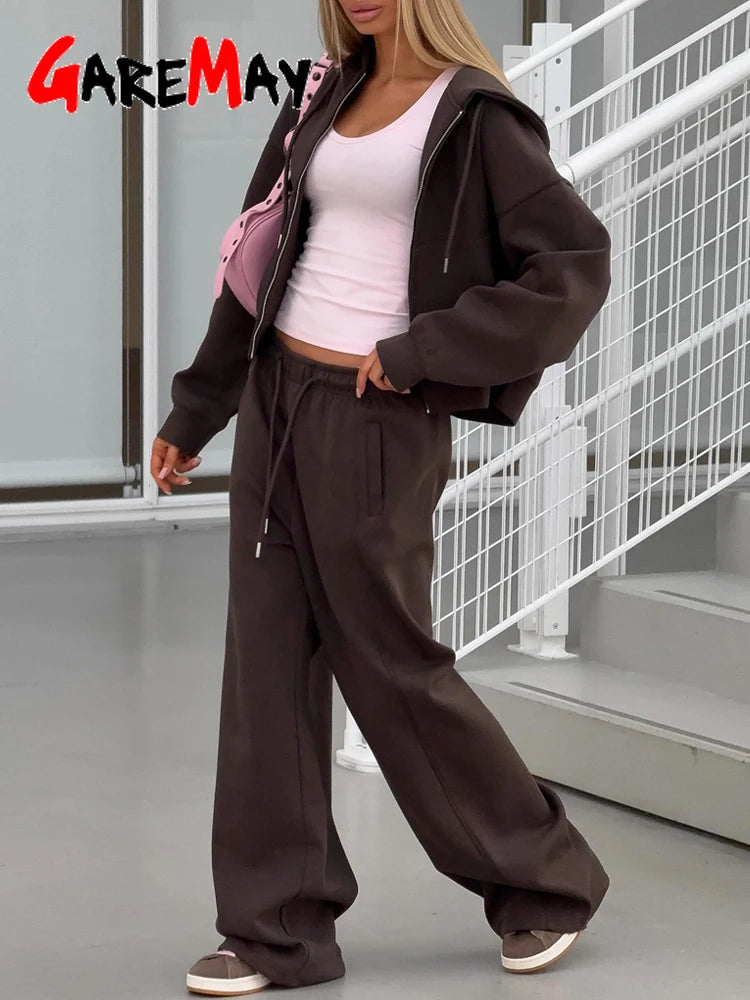Women's 2- Piece Casual Tracksuit Set-Zip-Up Hoodie & Pants