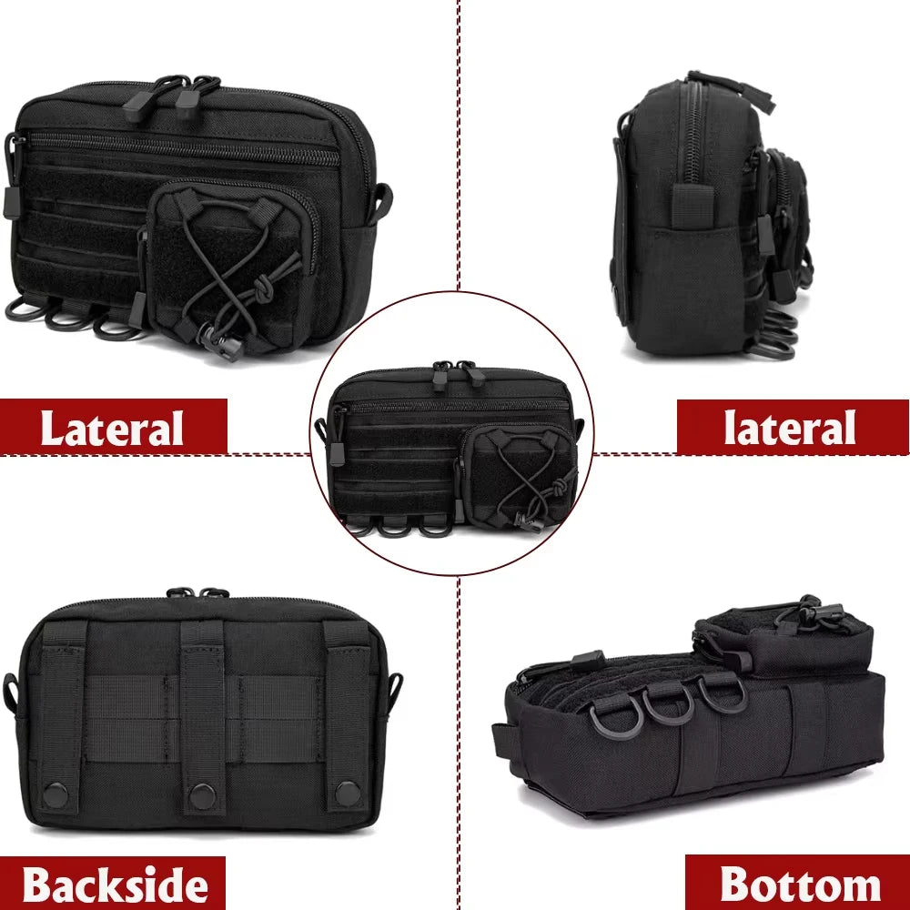 Tactical MOLLE Horizontal Admin Pouch – Front Drawstring EMT EDC Utility Organizer Bag