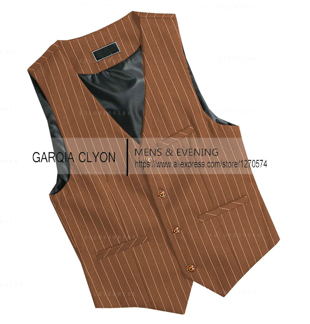Men's 1920s Gangster Striped Suit Vest – Slim Fit Formal Waistcoat