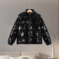 Women's Glossy Hooded Padded Coat – Loose Zip Winter Outwear
