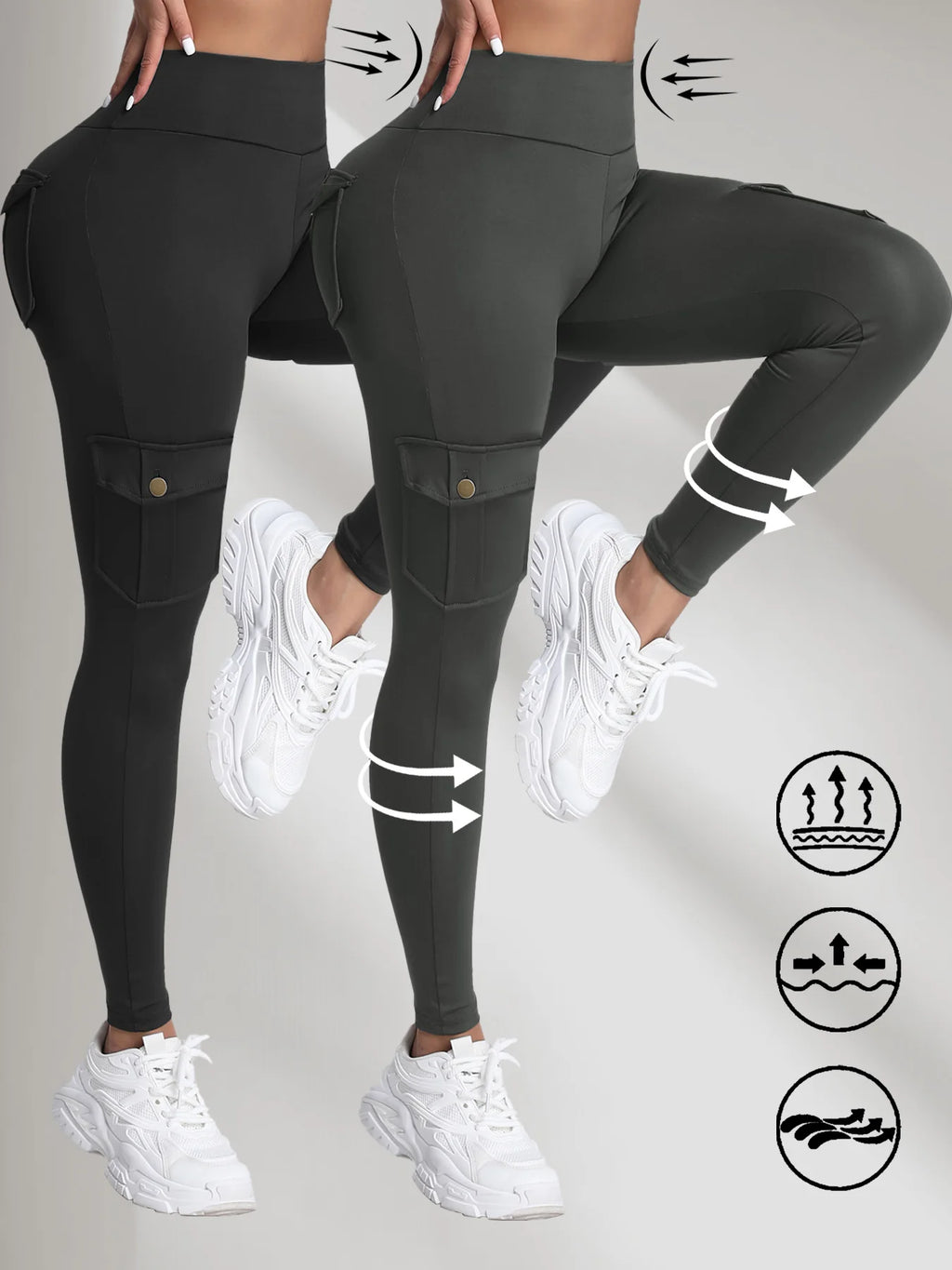 Women's High Waist Hip Lift Leggings 2-Pack – Skinny Stretch Sport Pants