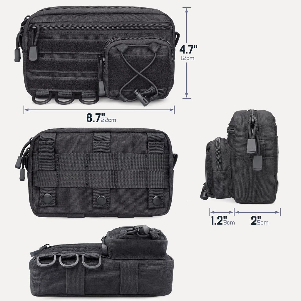 Tactical MOLLE Horizontal Admin Pouch – Front Drawstring EMT EDC Utility Organizer Bag