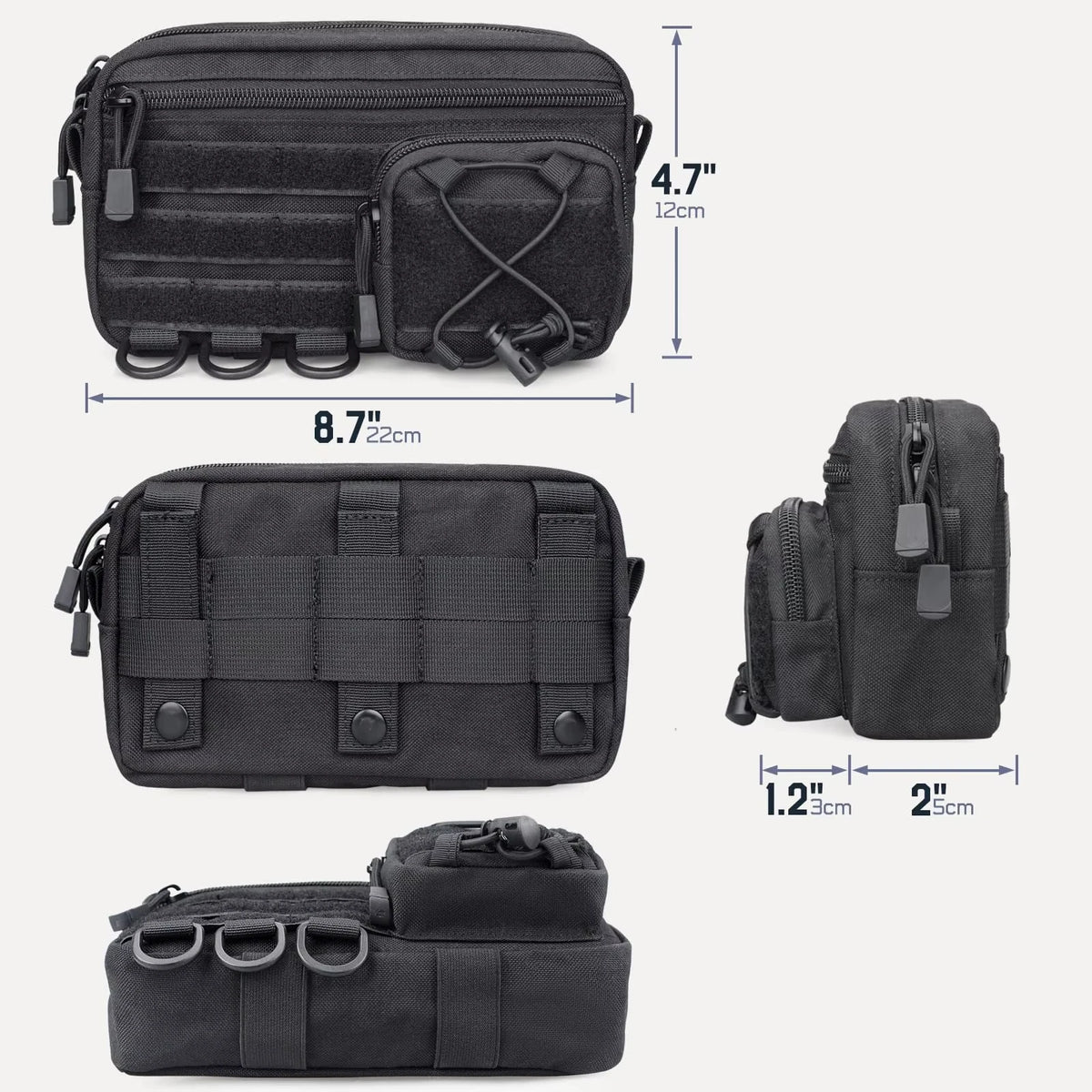 Tactical MOLLE Horizontal Admin Pouch – Front Drawstring EMT EDC Utility Organizer Bag