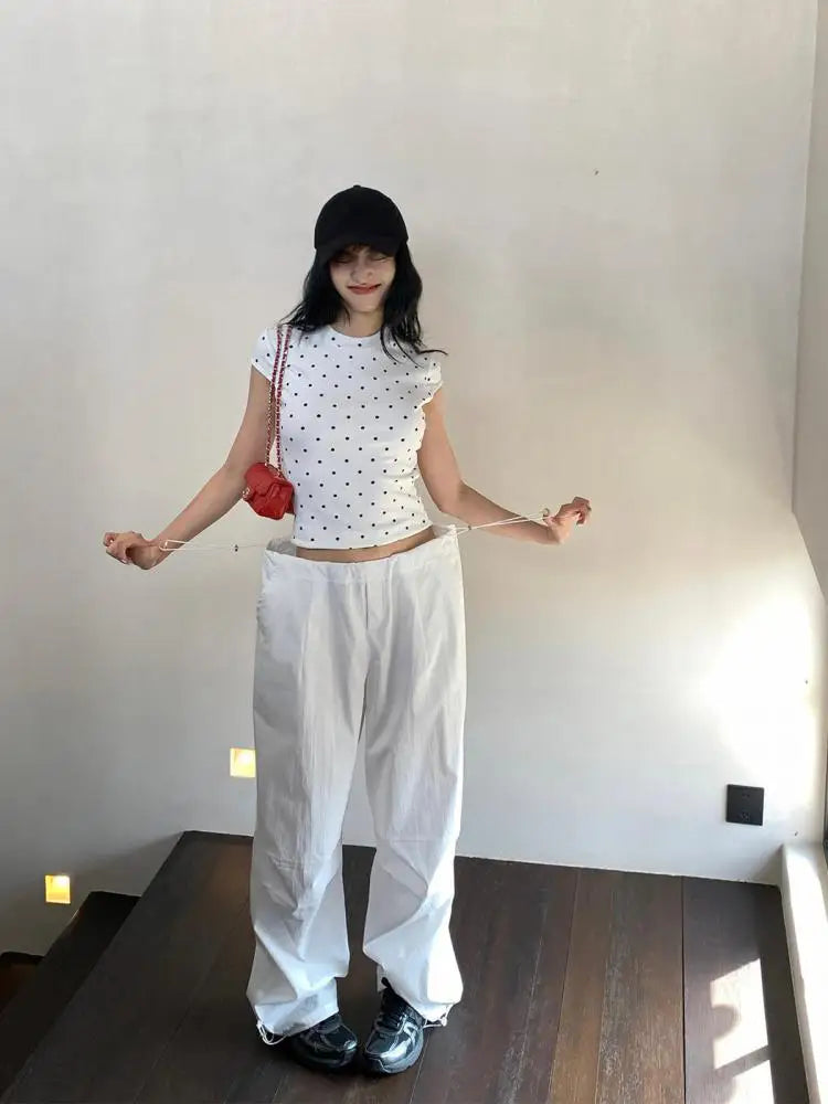 Women's Polka Dot Slim T-Shirt – Korean Vintage Y2K Streetwear Top