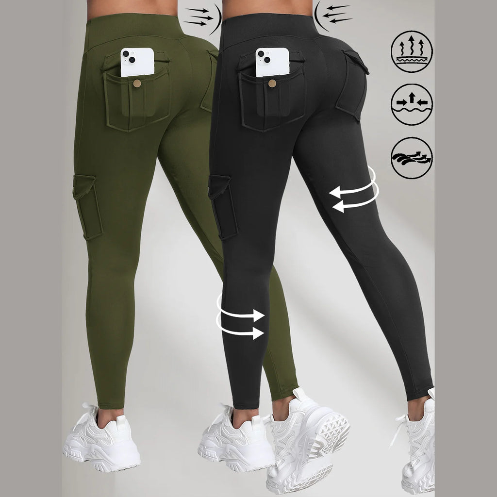 Women's High Waist Hip Lift Leggings 2-Pack – Skinny Stretch Sport Pants