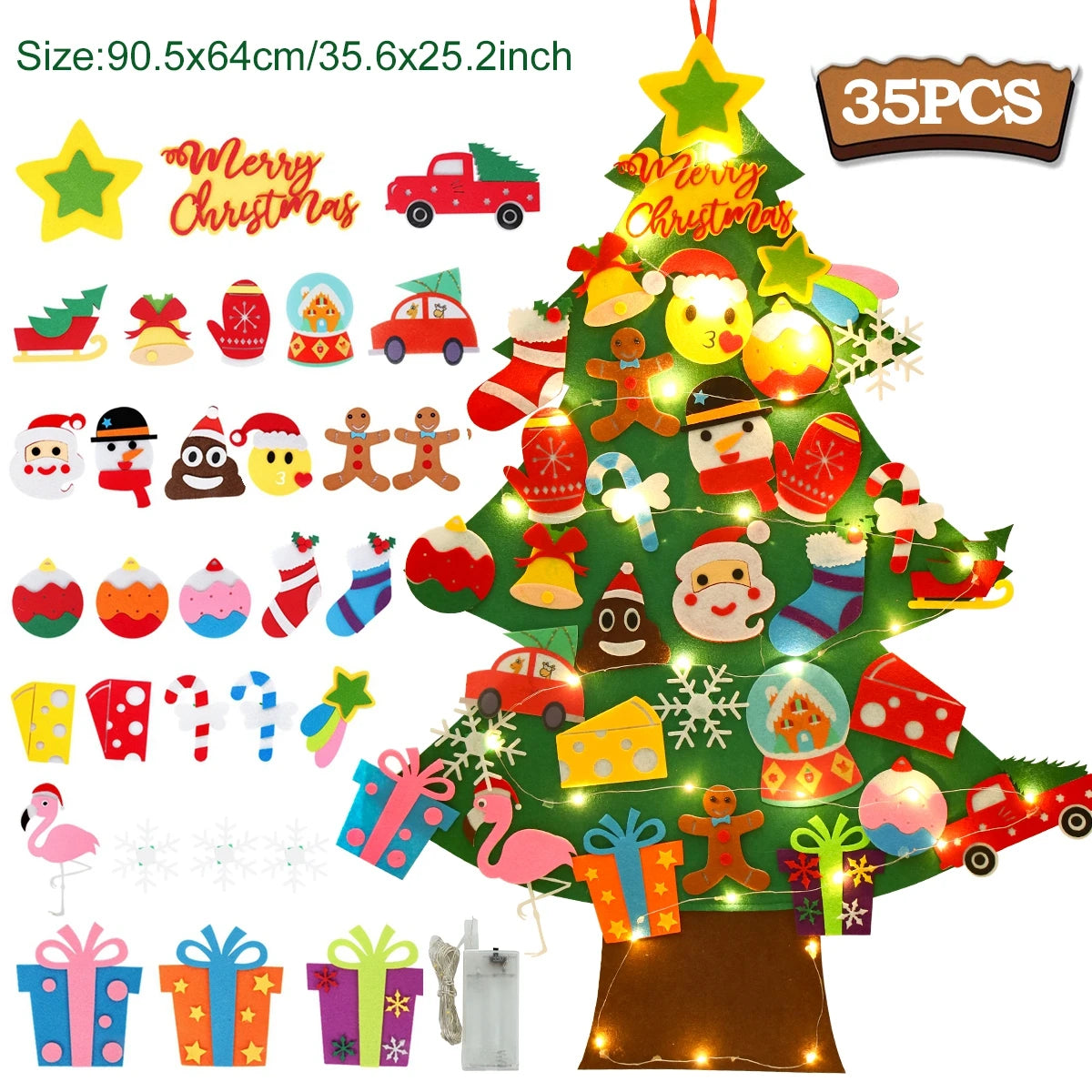 Kids DIY Felt Christmas Tree Set – Festive Holiday Decoration & Xmas Ornament