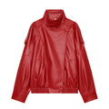 Women's Faux Leather Jacket-Long sleeve