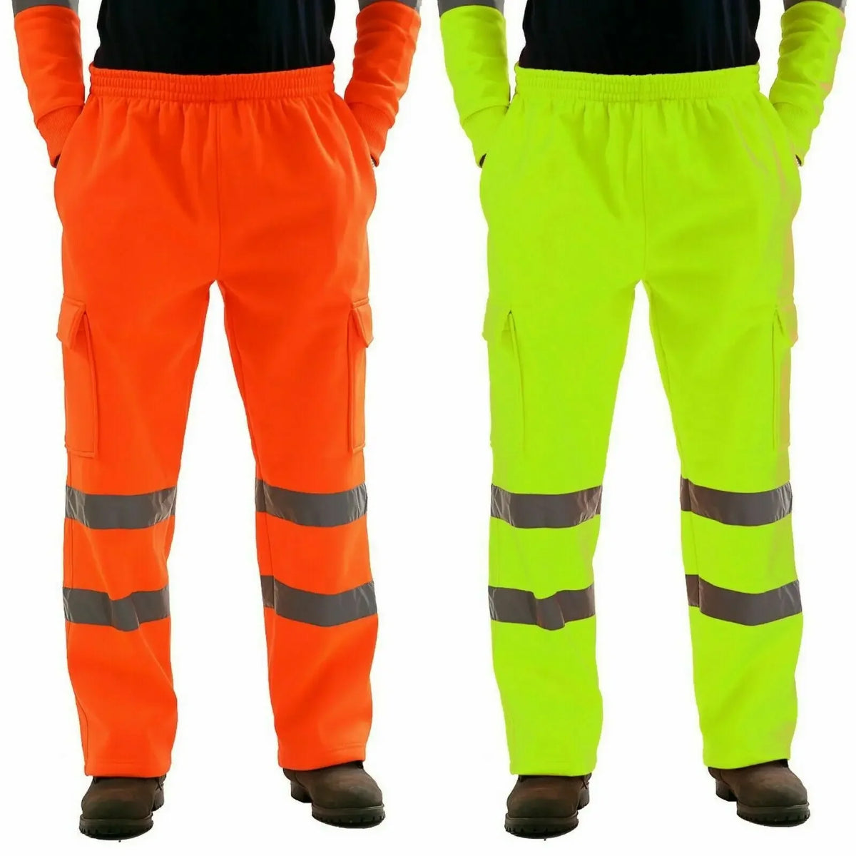 Men's Reflective Striped Safety Work Pants – Loose Jogger Rain Trousers Workwear