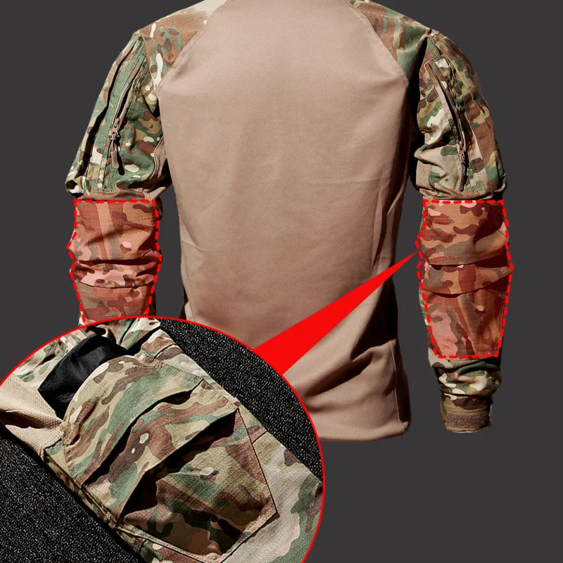 Mens Tactical Workwear Suit-Long Sleeve Shirt & Trousers Outdoor Camping Set